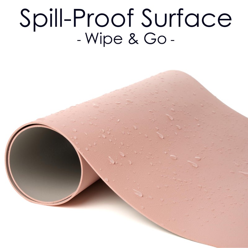 WAYBER Leather Desk Pad Protector, Waterproof Mouse Pad, PU Desk Mat, Office Desk Cover, Desk Writing Mat for Office/Home/Work/Cubicle (Pink/Silver) 31.5x15.7in - Image 4